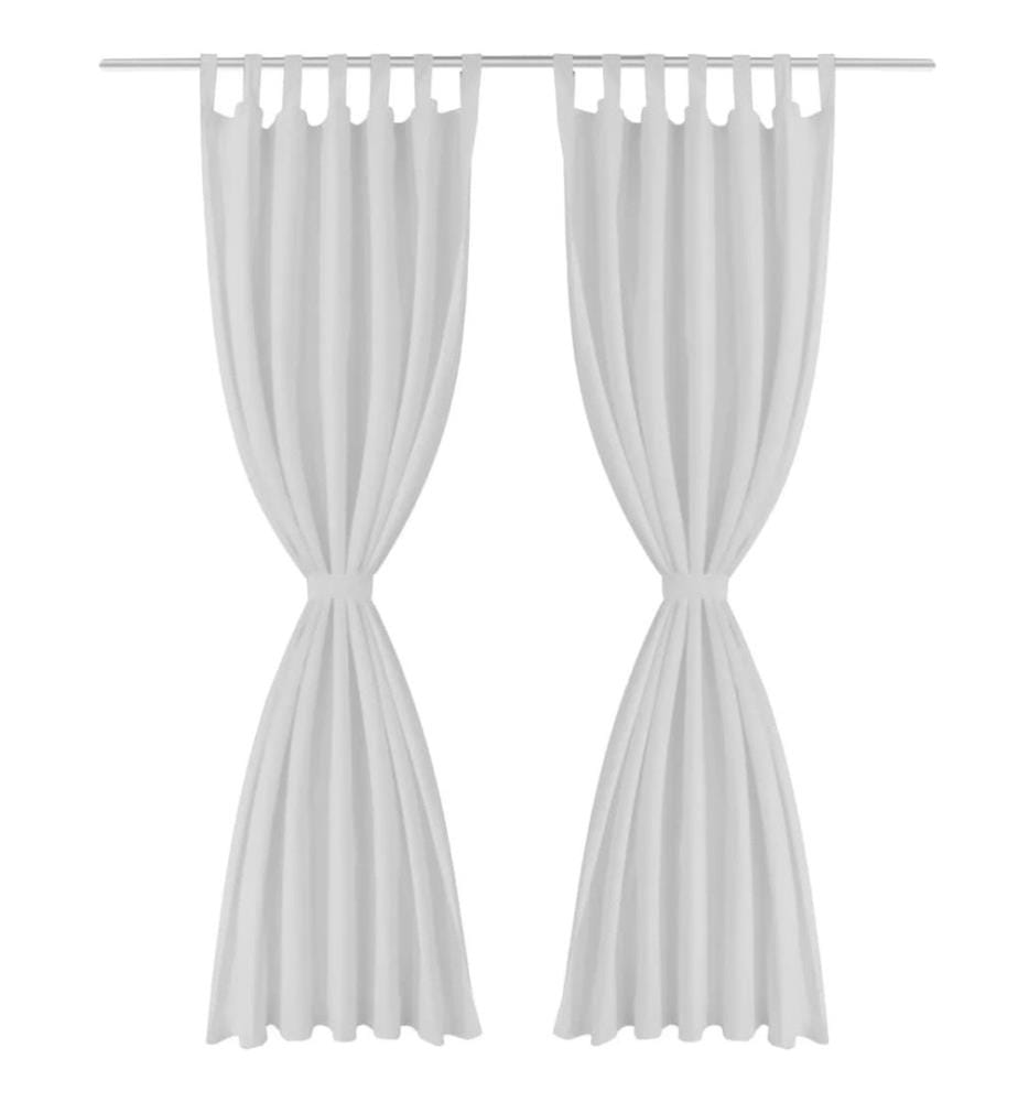 Vorhänge Gardinen aus Satin 2-teilig 140 x 175 cm Weiss