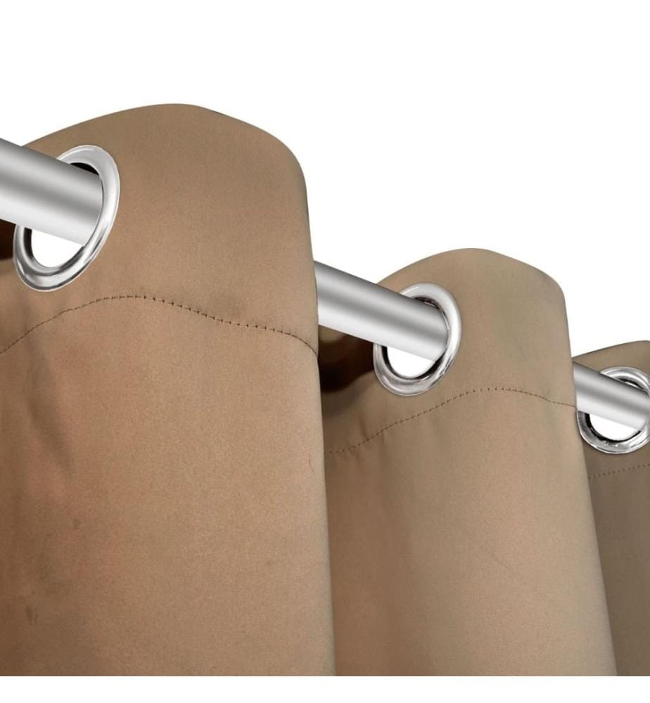 Rideau occultant 2 pcs avec oeillets métalliques 135x175cm Crème