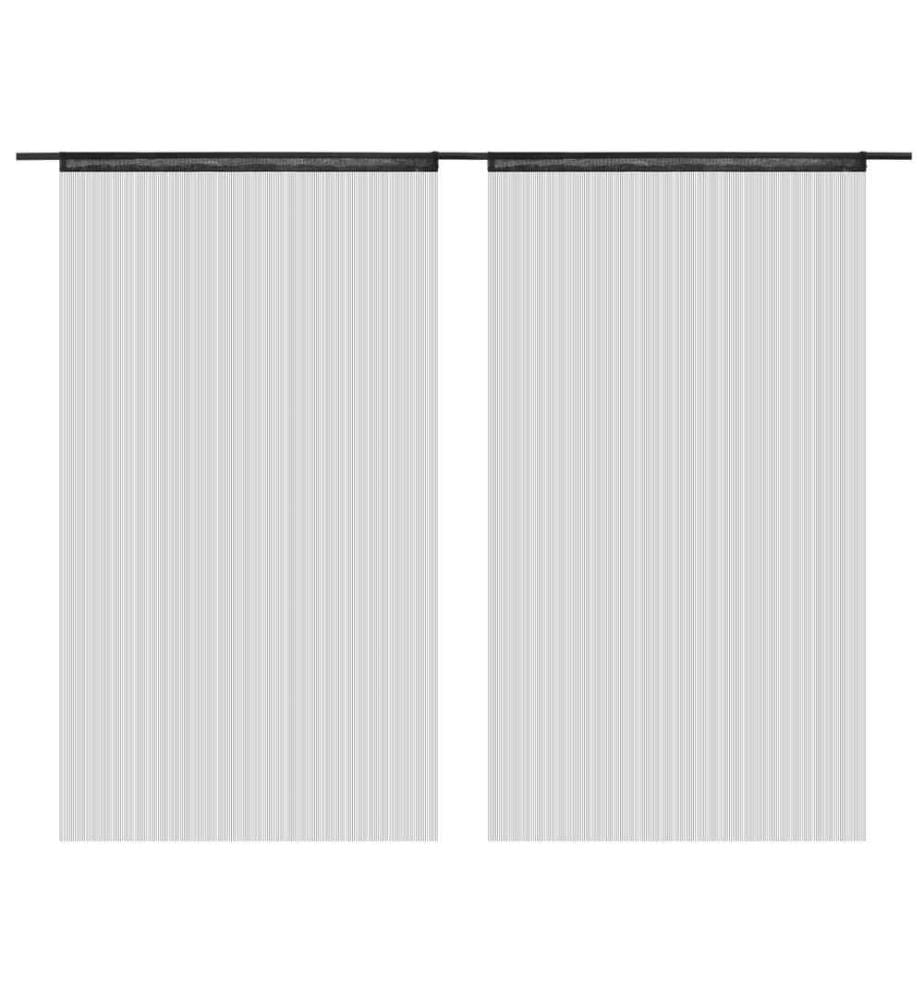 Fadenvorhänge 2 Stk. 140 x 250 cm Schwarz