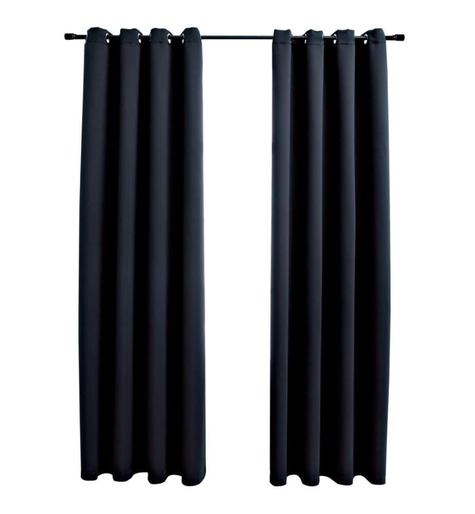 Verdunkelungsvorhänge mit Metallösen 2 Stk. Schwarz 140x245 cm