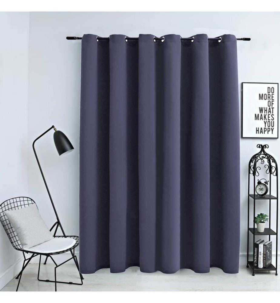 Rideau occultant et anneaux en métal Anthracite 290x245 cm