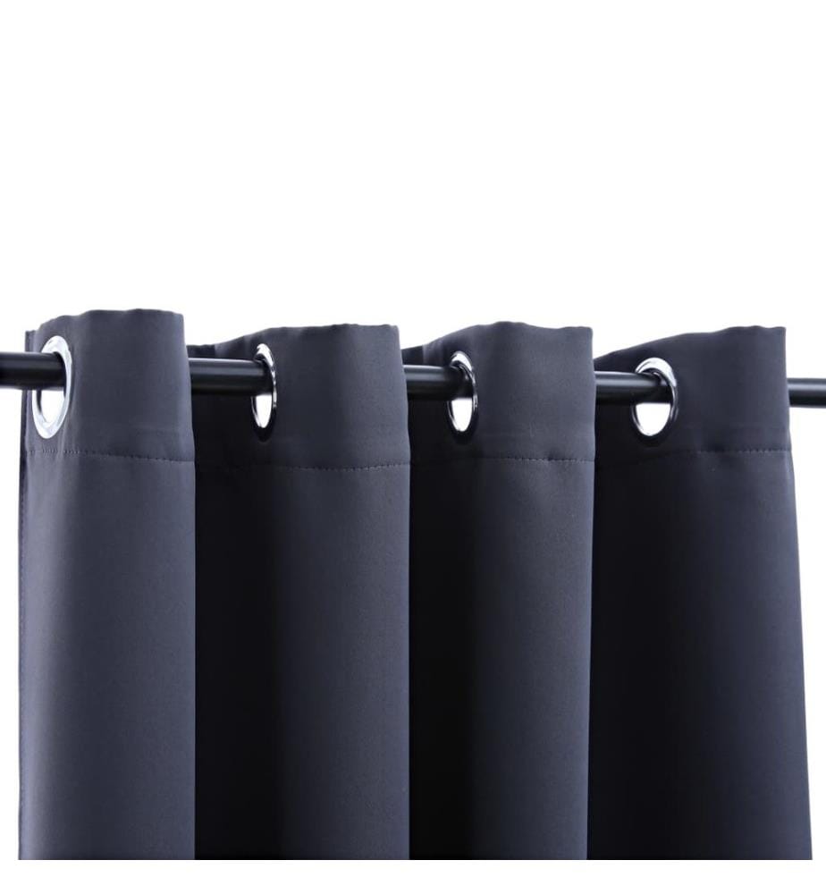 Rideau occultant et anneaux en métal Anthracite 290x245 cm