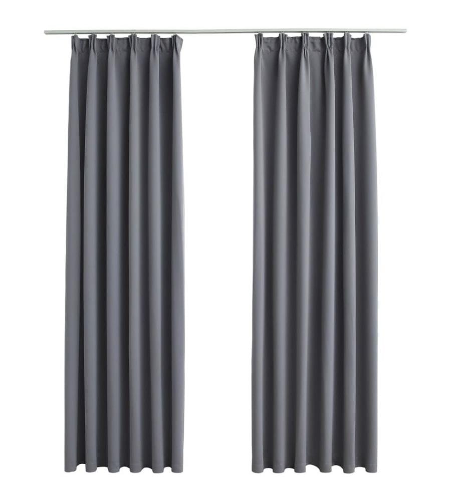 Verdunkelungsvorhänge mit Haken 2 Stk. Grau 140x245cm