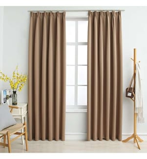 Rideaux occultants avec crochets 2 pcs Taupe 140x225 cm