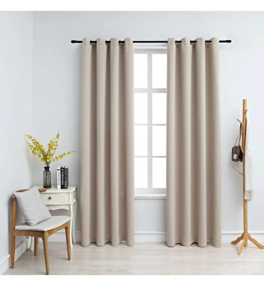 Verdunkelungsvorhänge mit Metallösen 2 Stk. Beige 140x225 cm