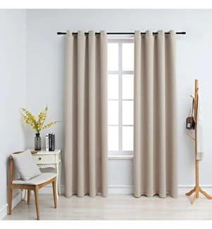 Verdunkelungsvorhänge mit Metallösen 2 Stk. Beige 140x245 cm