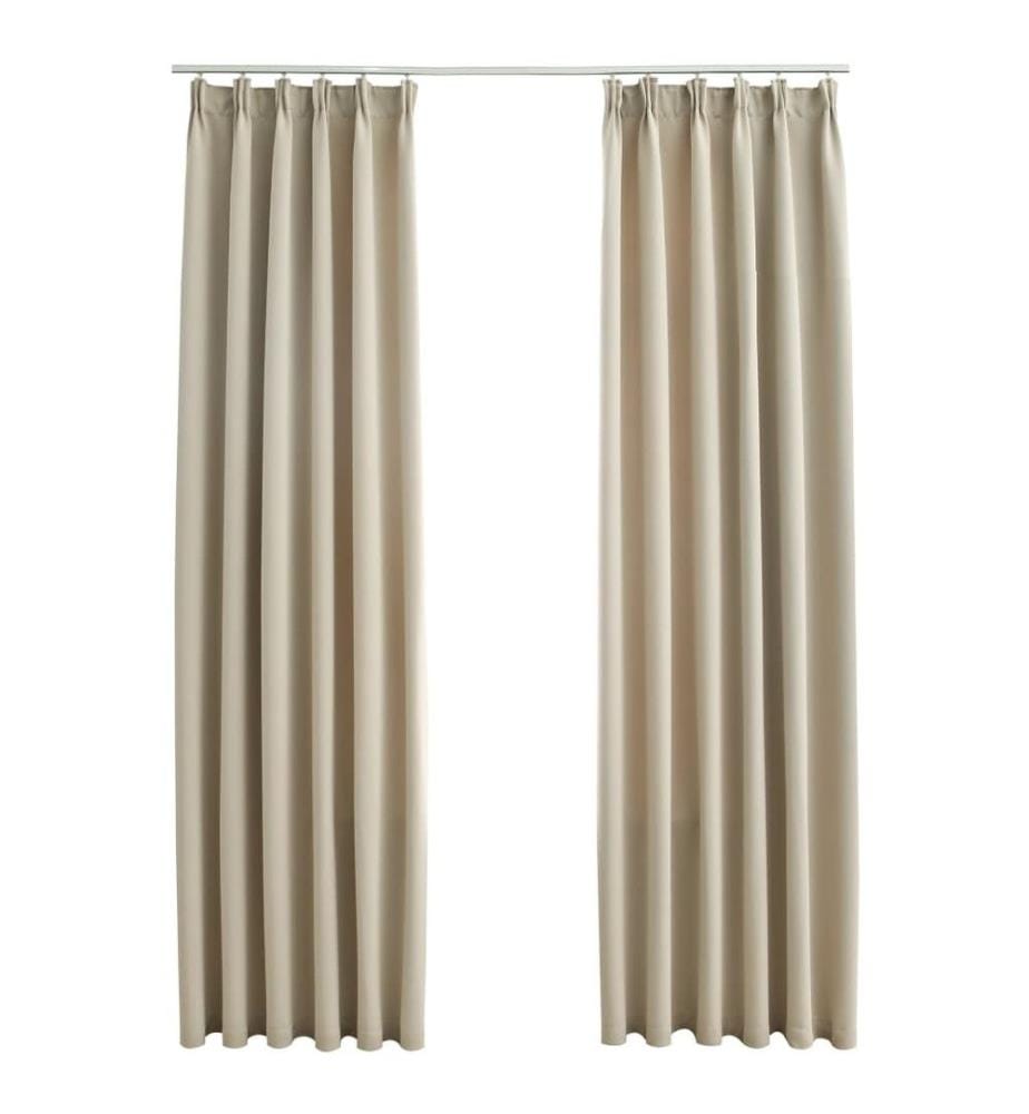Verdunkelungsvorhänge mit Haken 2 Stk. Beige 140x225cm