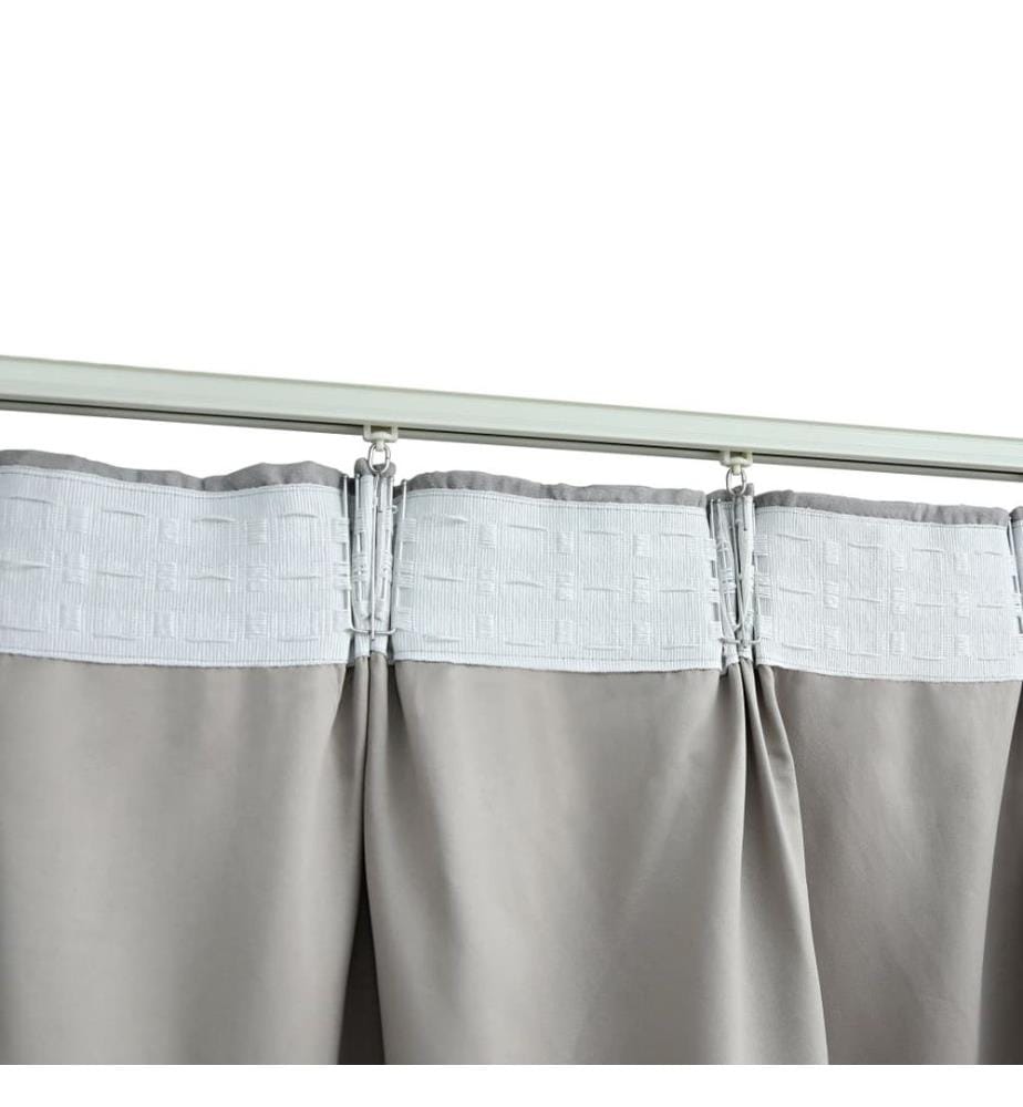 Rideaux occultants avec crochets 2 pcs Gris 140x175 cm