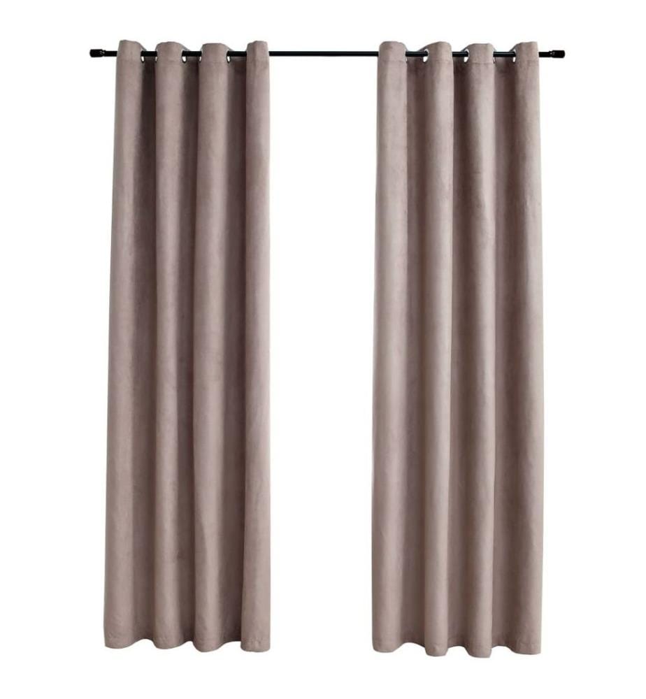 Rideaux occultants avec anneaux en métal 2 pcs Taupe 140x245 cm
