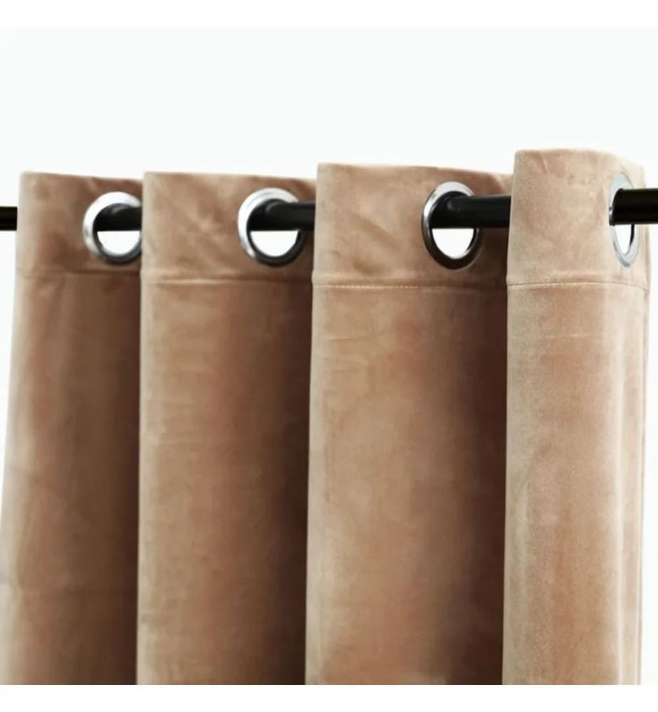 Verdunkelungsvorhang mit Metallösen Samt Beige 290 x 245 cm