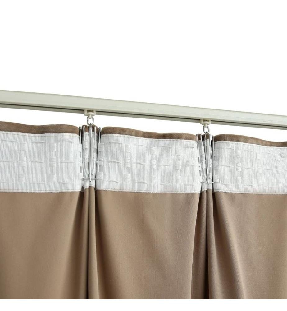 Rideaux occultants avec crochets 2 pcs Velours Beige 140x225 cm