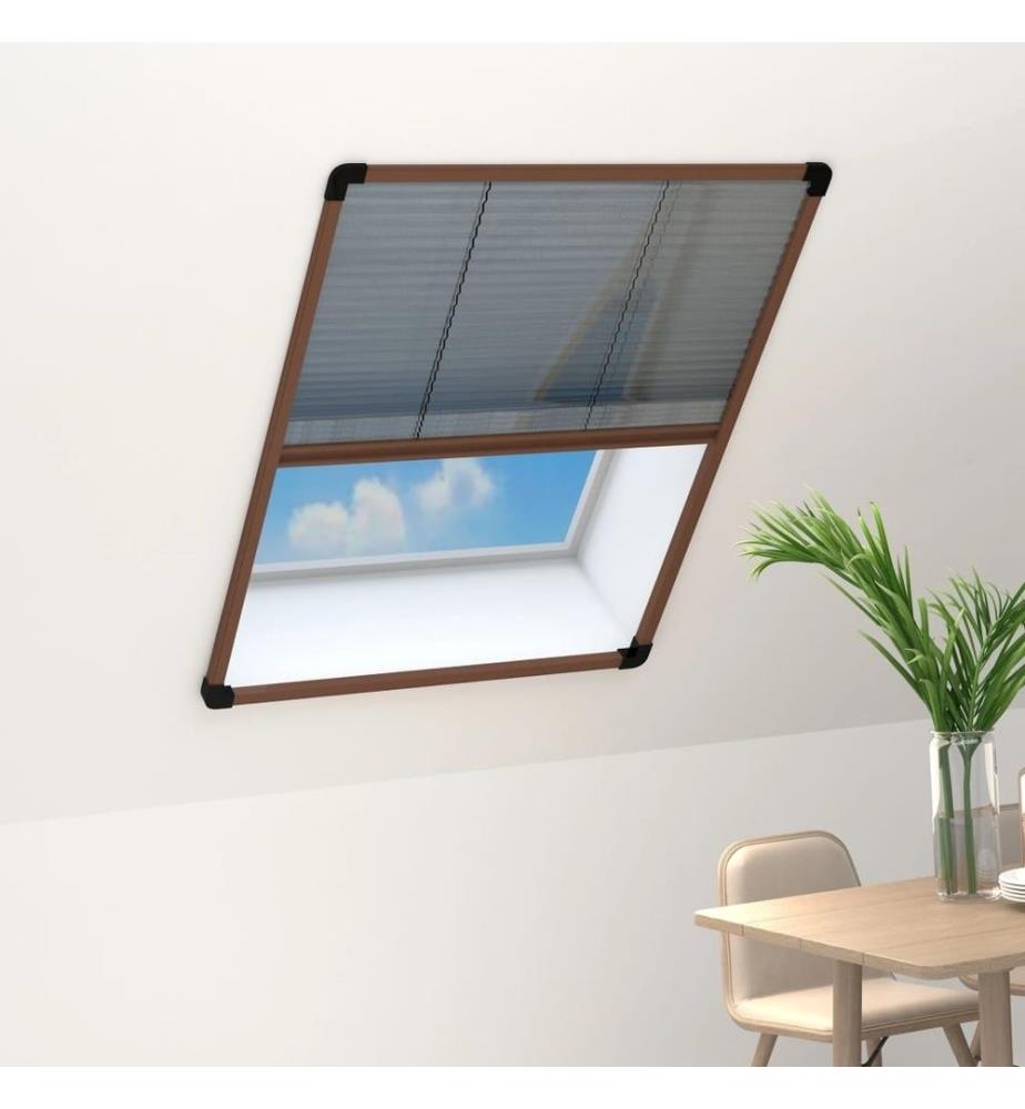 Insektenschutz-Plissee für Fenster Aluminium Braun 80x100 cm
