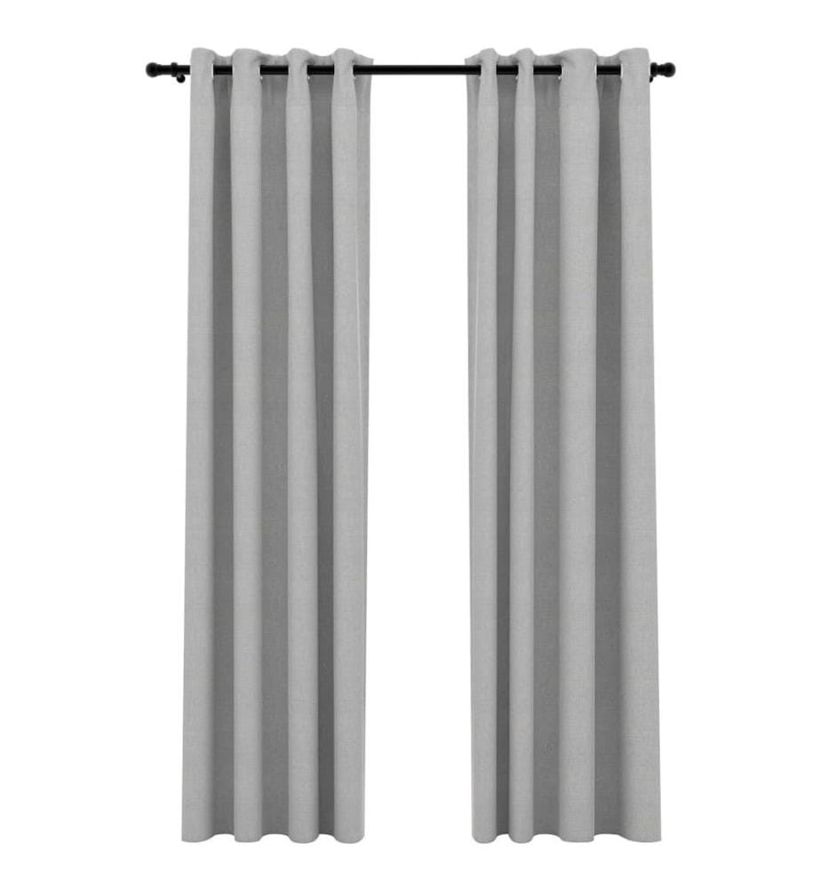 Rideaux occultants Aspect lin avec oeillets 2 pcs Gris 140x245cm