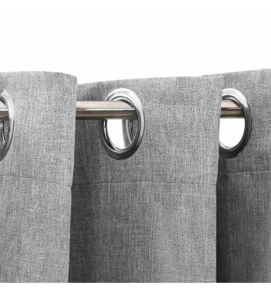 Rideaux occultants Aspect lin avec oeillets 2 pcs Gris 140x245cm