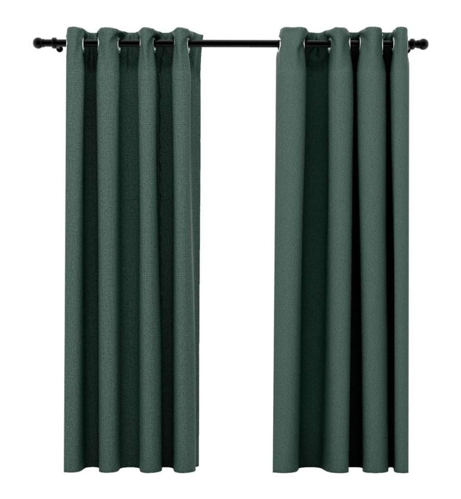 Rideaux occultants Aspect lin avec oeillets 2 pcs Vert 140x175cm