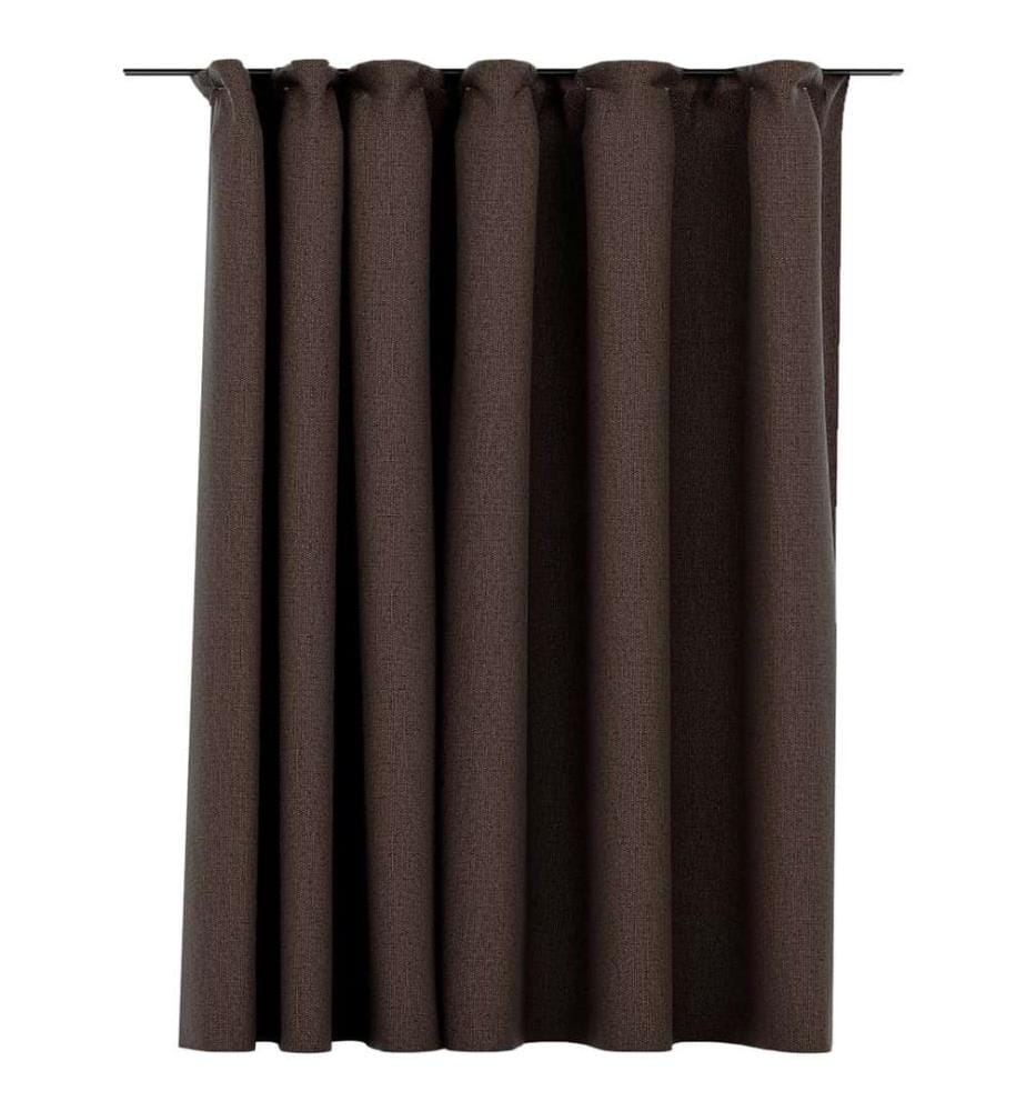 Rideau occultant d'aspect de lin avec crochets Taupe 290x245 cm