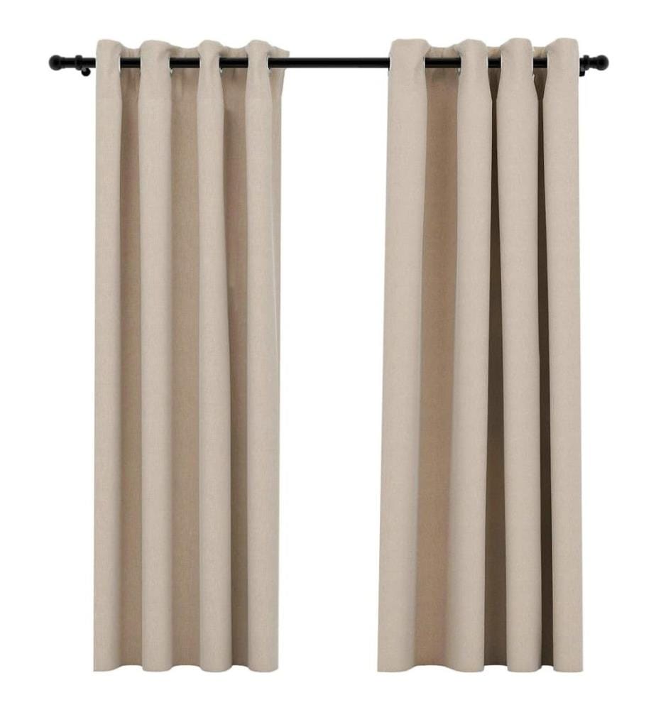 Verdunkelungsvorhänge Ösen Leinenoptik 2 Stk. Beige 140x175 cm