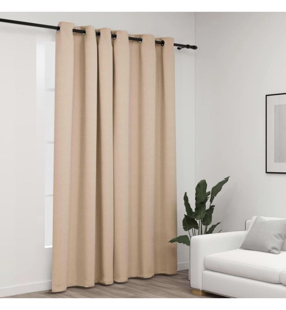 Verdunkelungsvorhang mit Ösen Leinenoptik Beige 290x245 cm