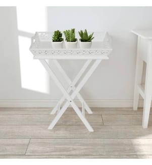 Serviertisch/Beistelltisch mit Tablett Weiss