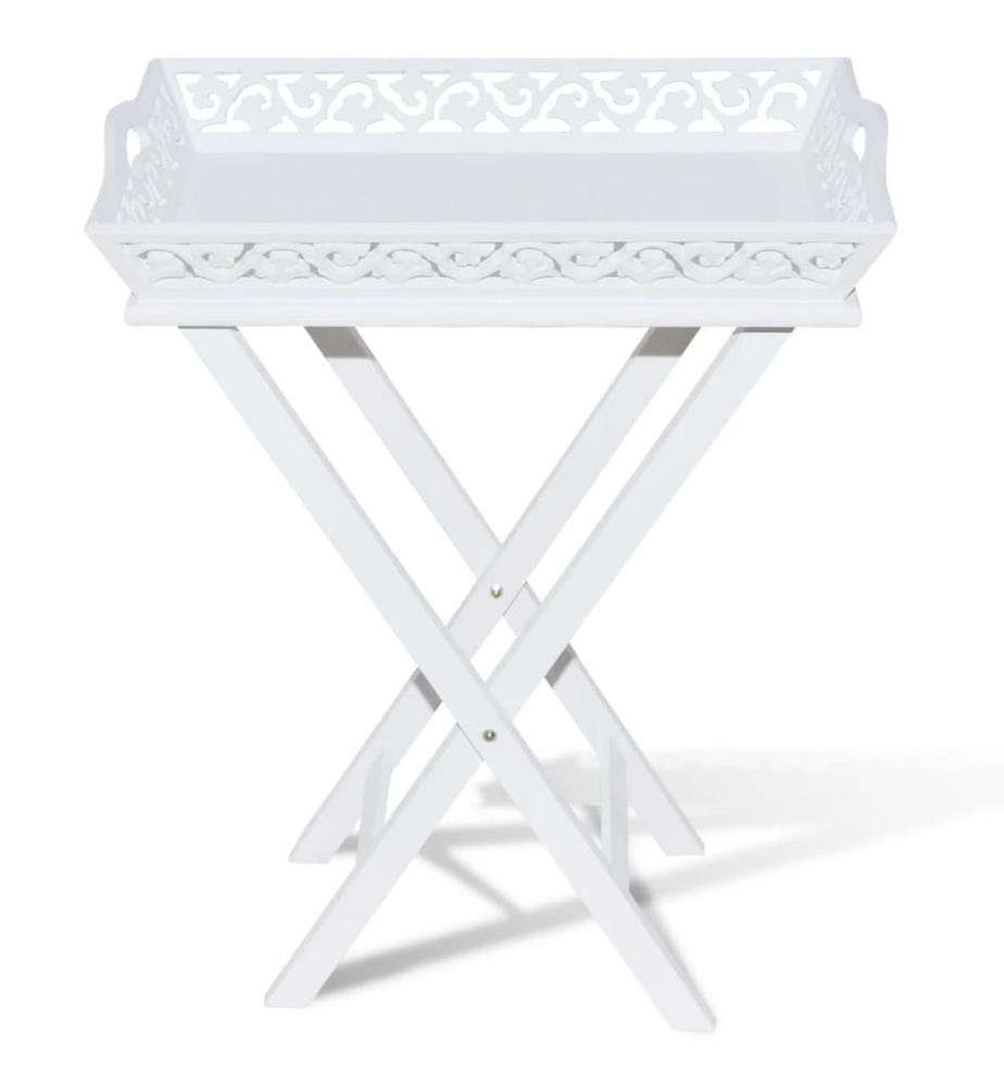 Serviertisch/Beistelltisch mit Tablett Weiss