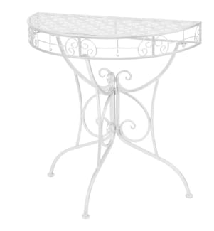 Beistelltisch Vintage-Stil Halbrund Metall 72x36x74 cm Silber