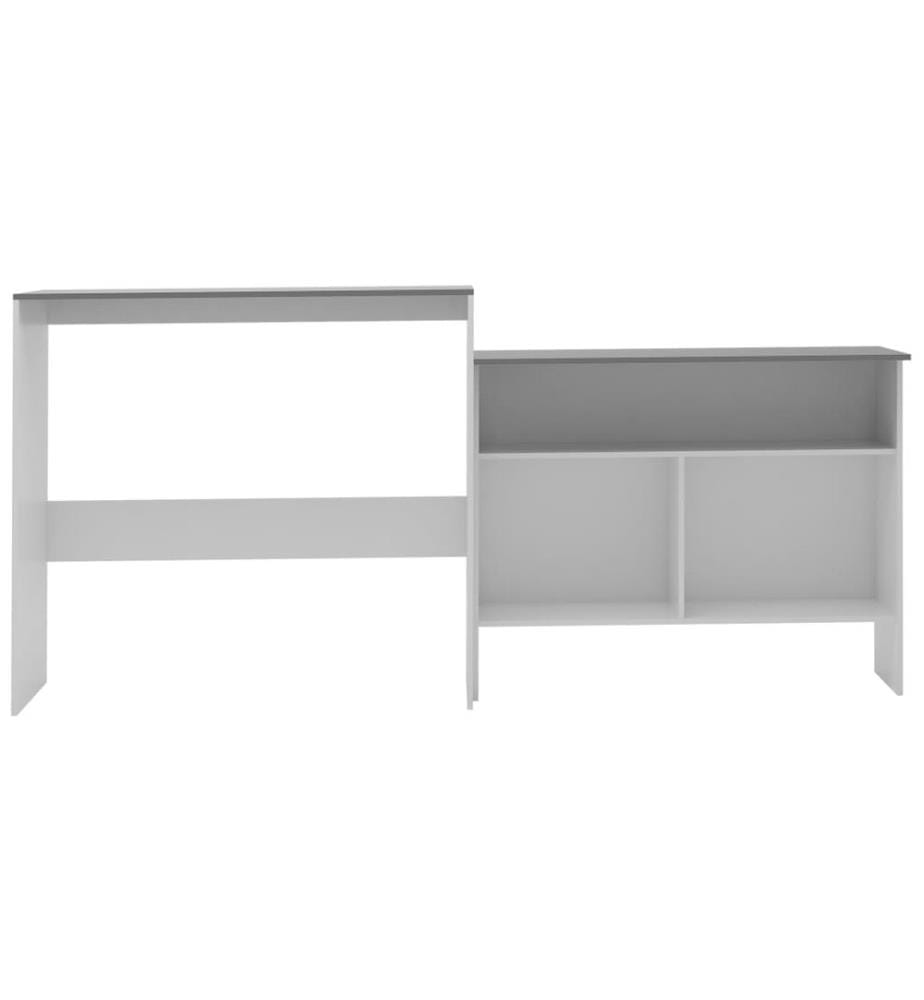 Bartisch mit 2 Tischplatten Weiss und Grau 130 x 40 x 120 cm