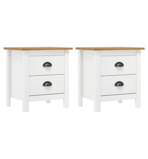 Nachttisch Hill 2 Stk. Weiss 46x35x49,5 cm Massivholz Kiefer