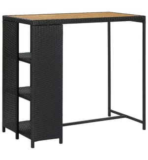Table de bar avec rangement Noir 120x60x110 cm Résine tressée