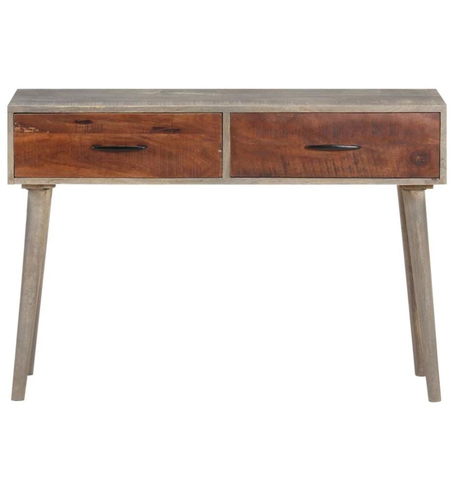 Konsolentisch Grau 110x35x75 cm Raues Mango-Massivholz