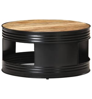 Couchtisch Schwarz 68x68x36 cm Raues Mango-Massivholz