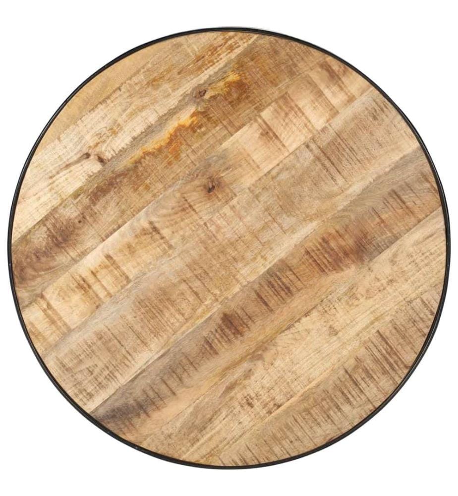 Couchtisch Schwarz 68x68x36 cm Raues Mango-Massivholz