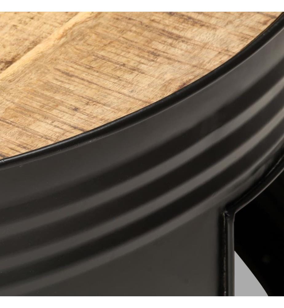 Couchtisch Schwarz 68x68x36 cm Raues Mango-Massivholz