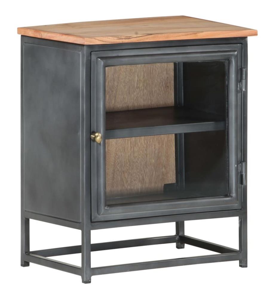 Nachttisch Grau 40x30x50 cm Massivholz Akazie