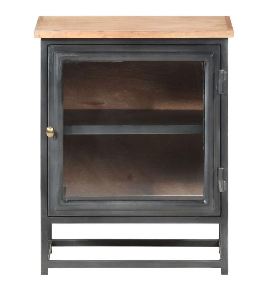 Nachttisch Grau 40x30x50 cm Massivholz Akazie
