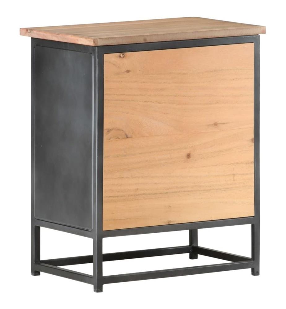 Nachttisch Grau 40x30x50 cm Massivholz Akazie