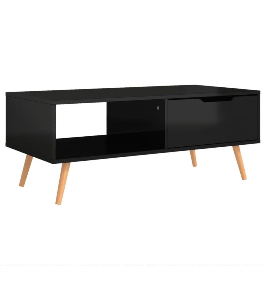 Table basse Noir brillant 100x49,5x43 cm Bois d'ingénierie