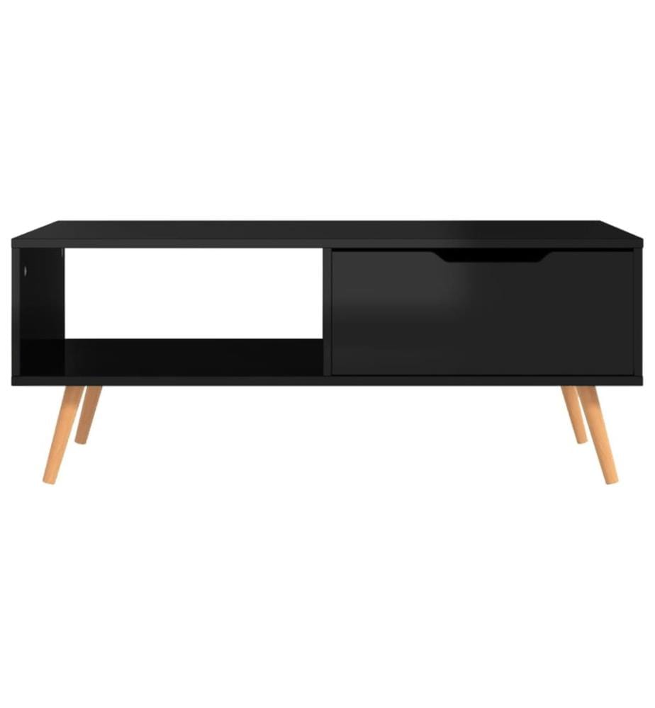 Table basse Noir brillant 100x49,5x43 cm Bois d'ingénierie
