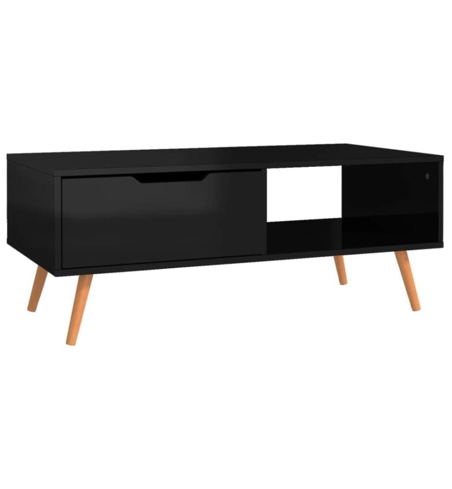 Table basse Noir brillant 100x49,5x43 cm Bois d'ingénierie