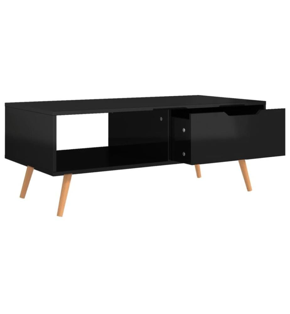 Table basse Noir brillant 100x49,5x43 cm Bois d'ingénierie