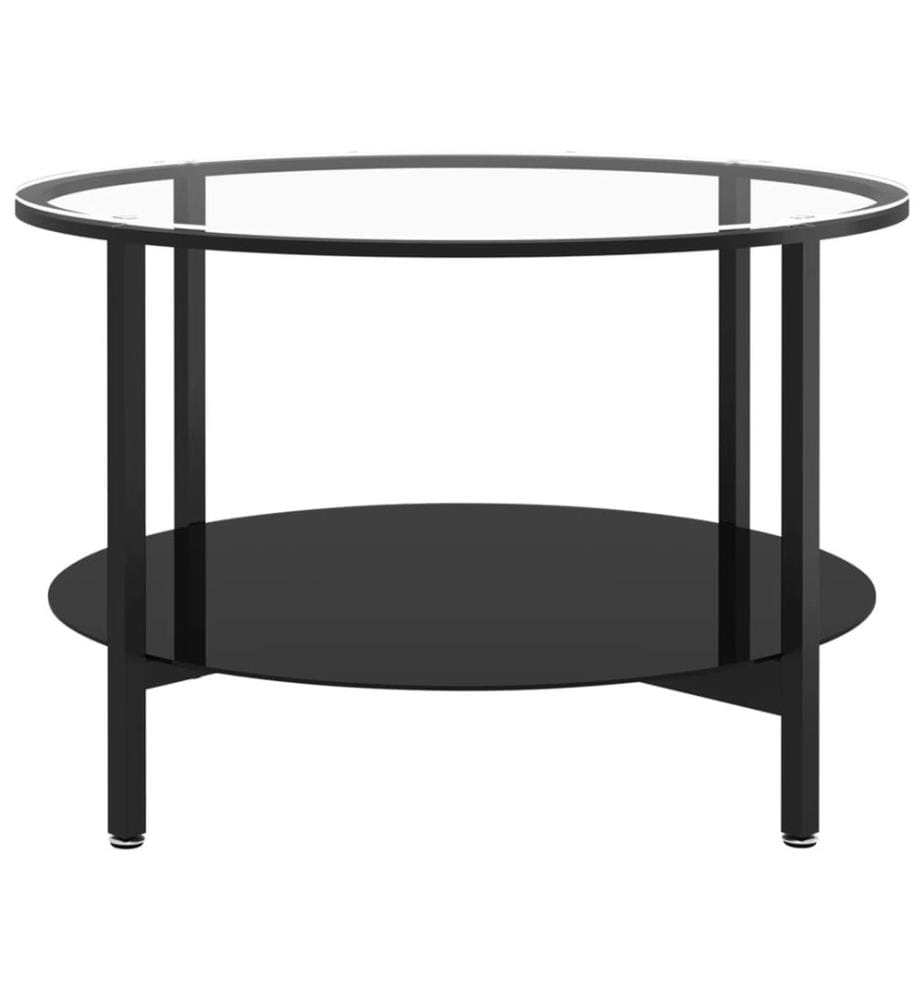Table à thé Noir et transparent 70 cm Verre trempé