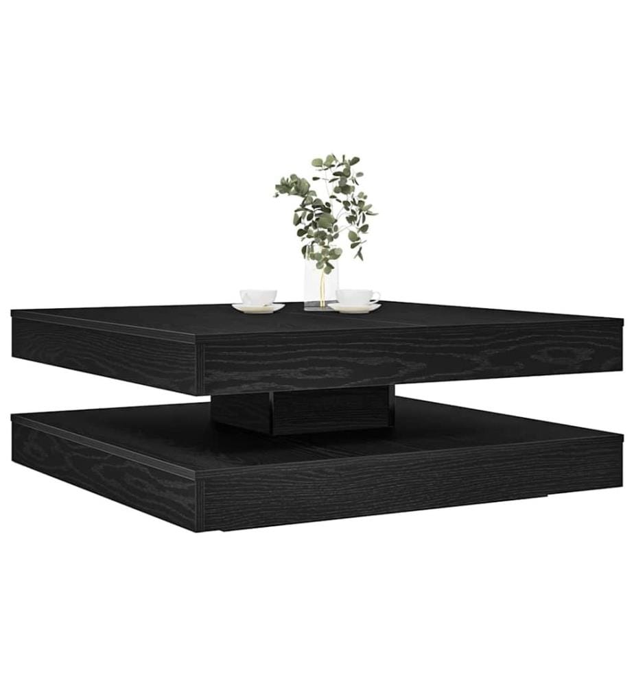 Couchtisch 360-Grad Drehbar Schwarz Eichen-Optik 90x90x34,5 cm