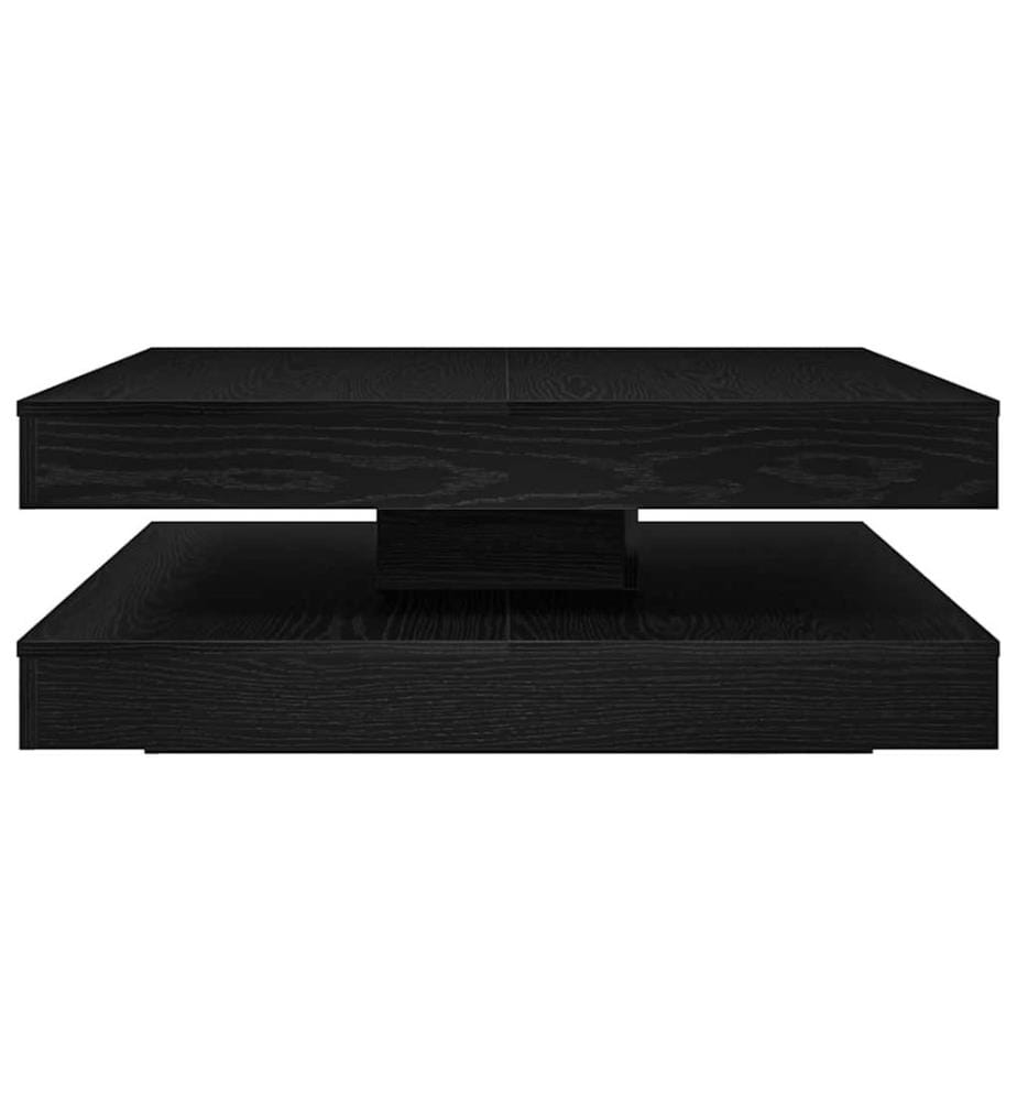 Couchtisch 360-Grad Drehbar Schwarz Eichen-Optik 90x90x34,5 cm