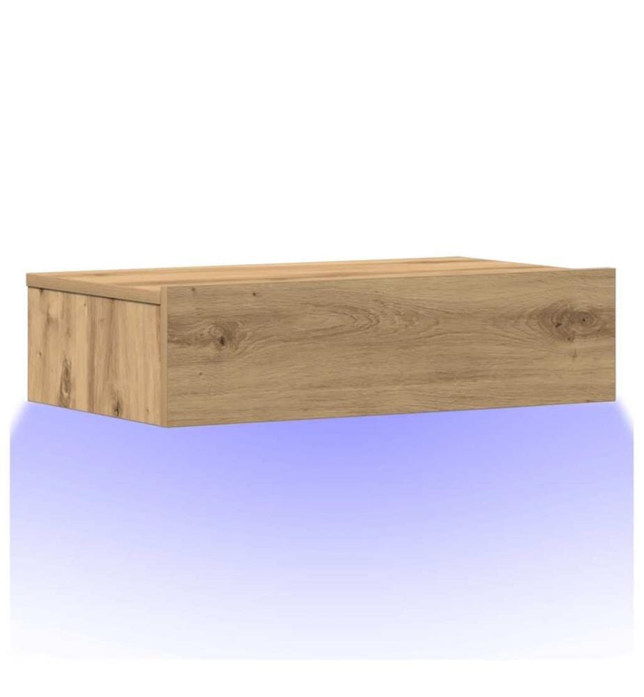 Table de chevet chêne artisanal 60x35 cm bois d'ingénierie