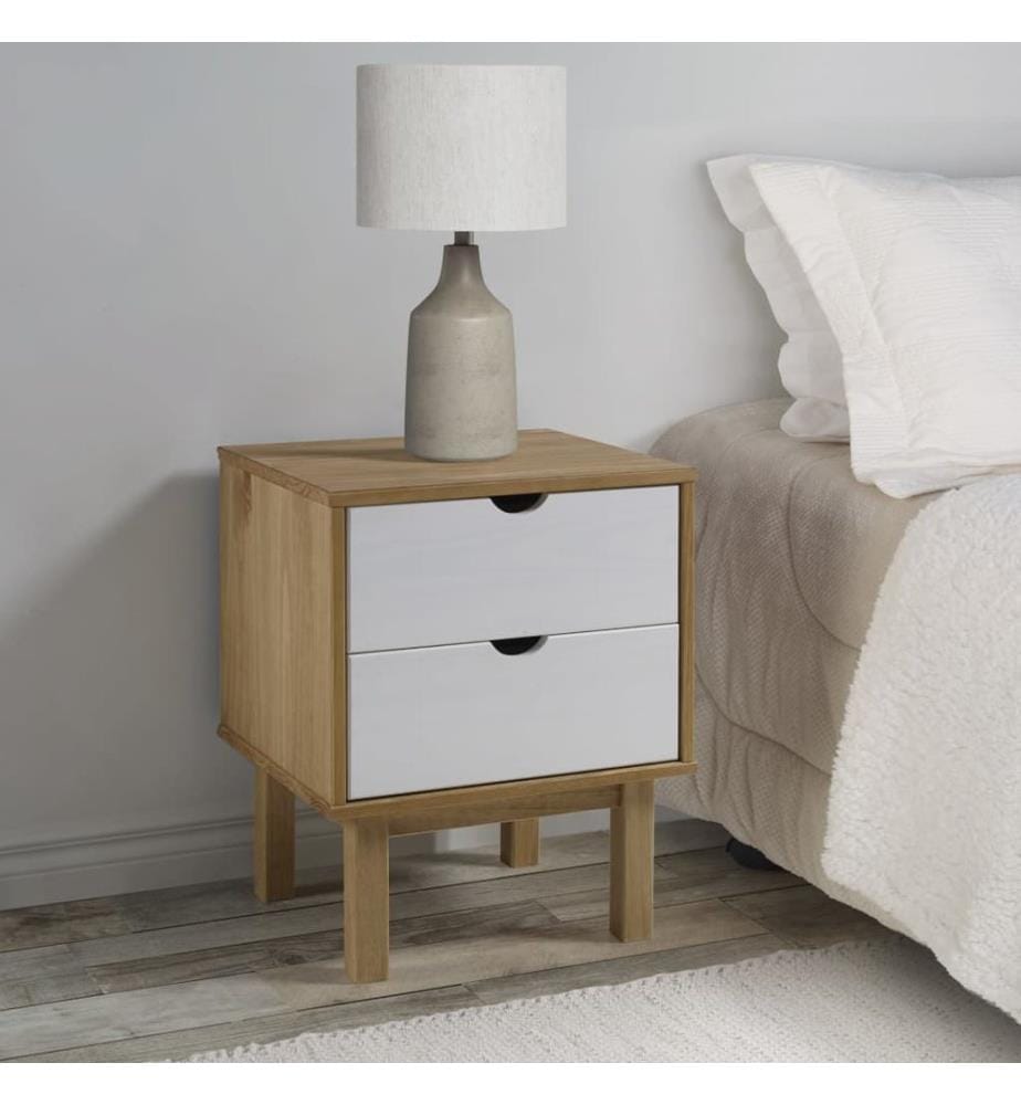 Nachttisch OTTA Braun&Weiss 45x39x57 cm Massivholz Kiefer