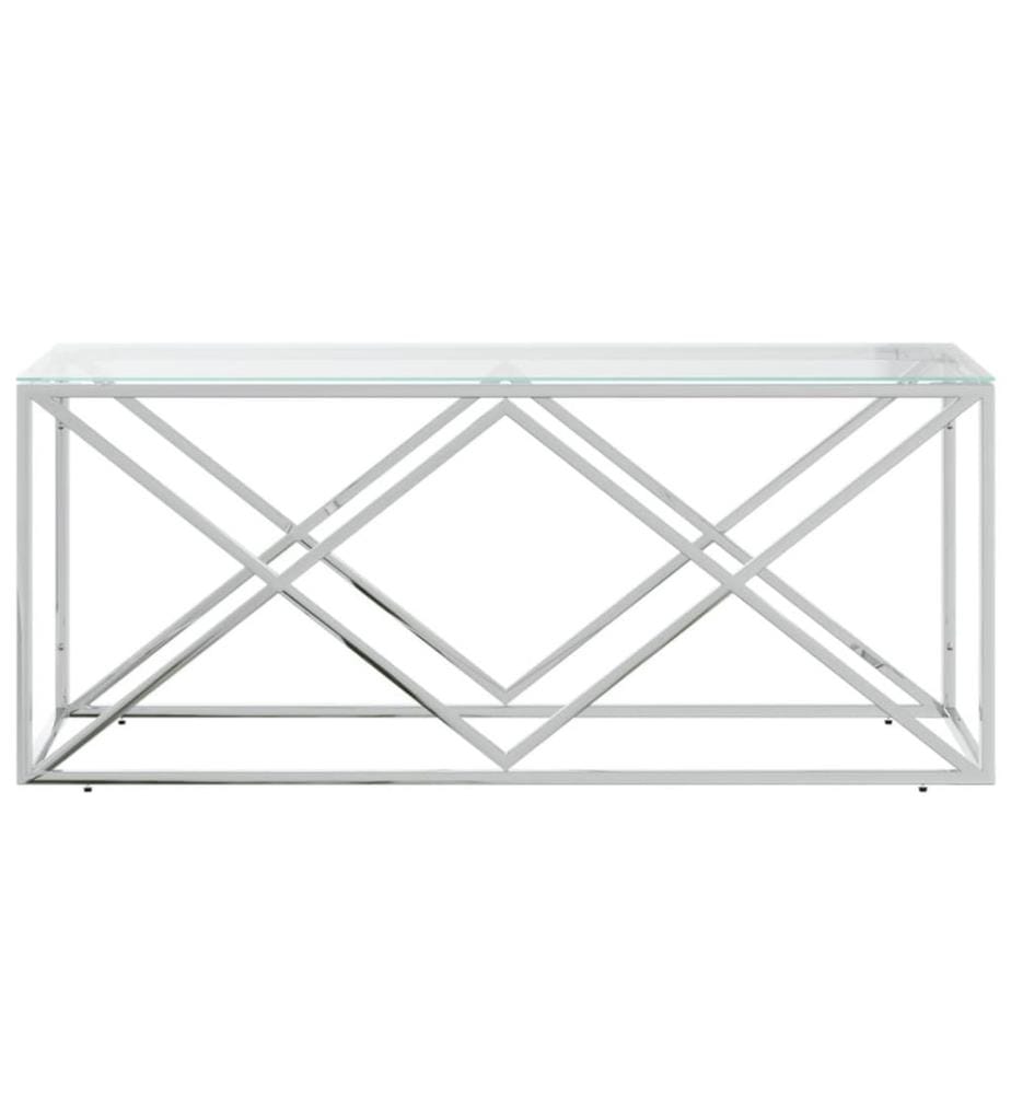 Table basse 110x45x45 cm acier inoxydable et verre
