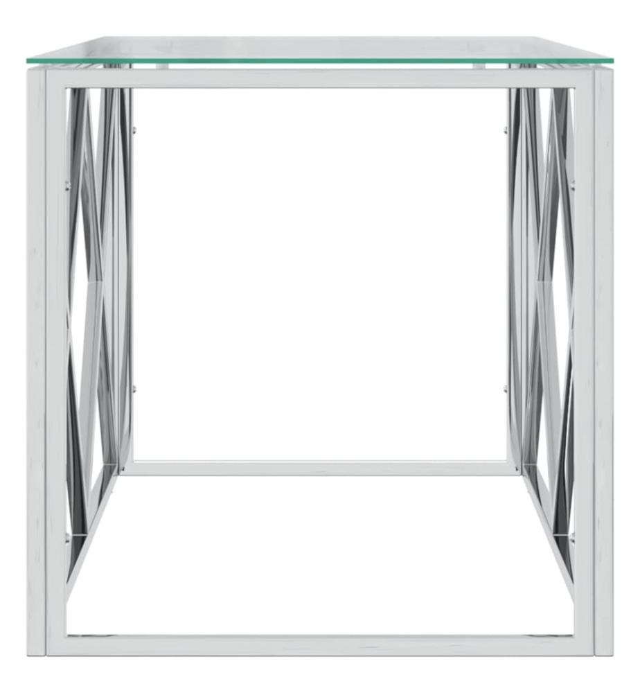 Table basse 110x45x45 cm acier inoxydable et verre