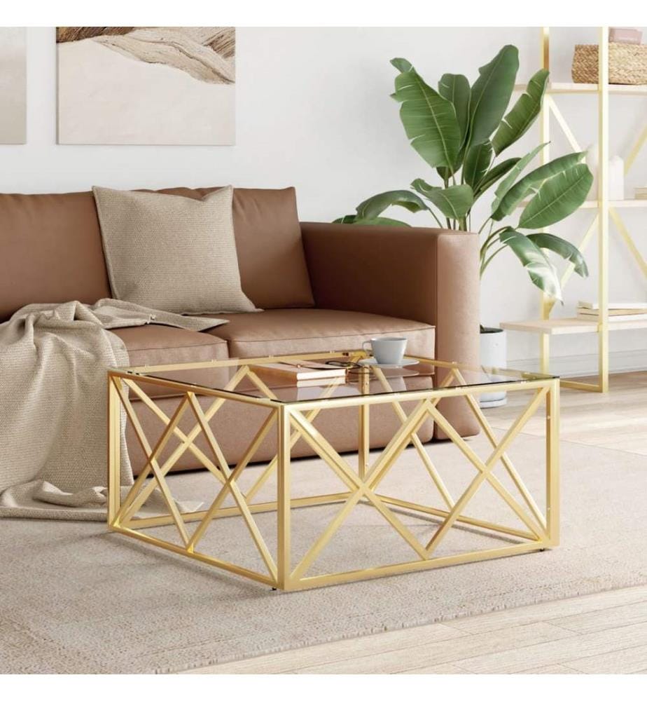 Couchtisch 80x80x40 cm Edelstahl und Glas