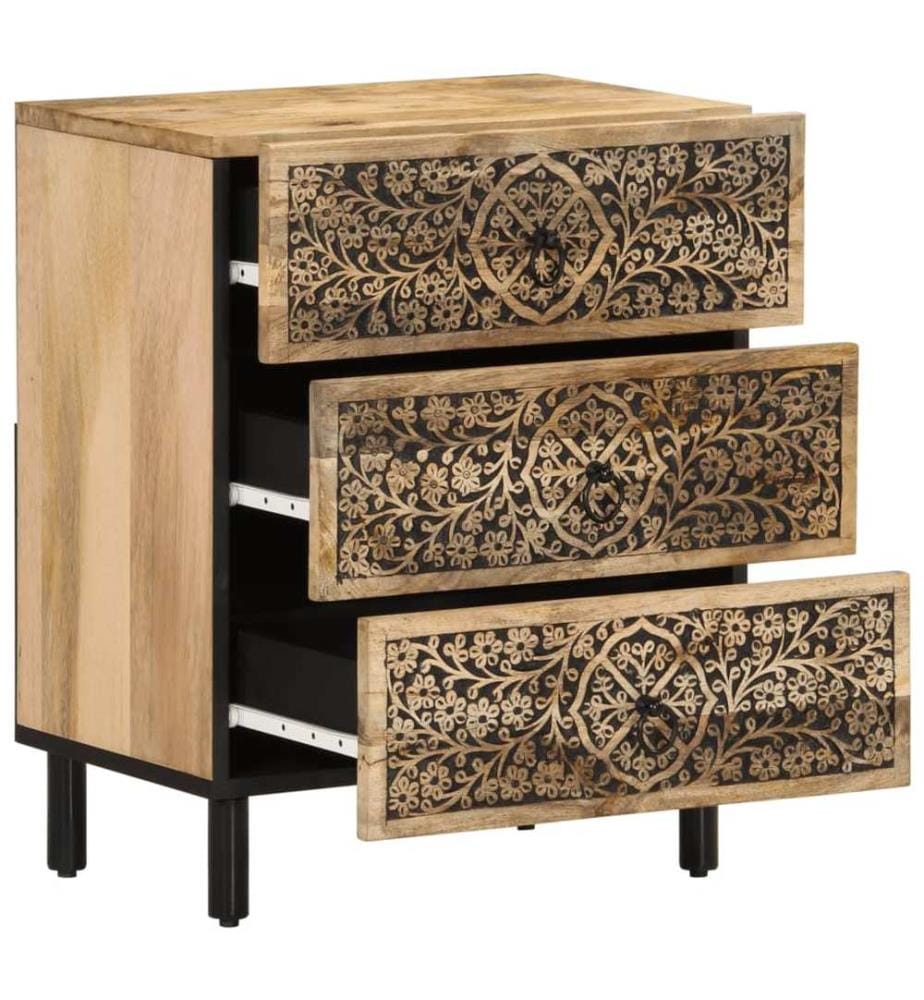 Table de chevet 50x33x60 cm bois de manguier massif