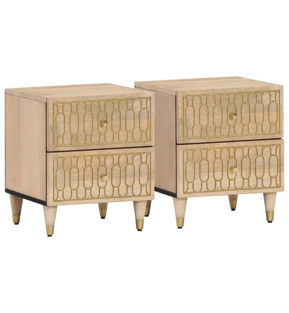 Tables de chevet 2 pcs 40x33x46 cm Bois de manguier solide
