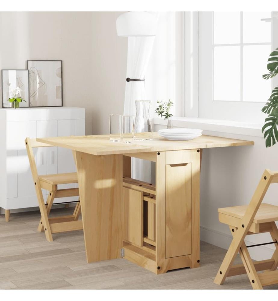 Table à manger papillon pliable Corona cire marron bois de pin
